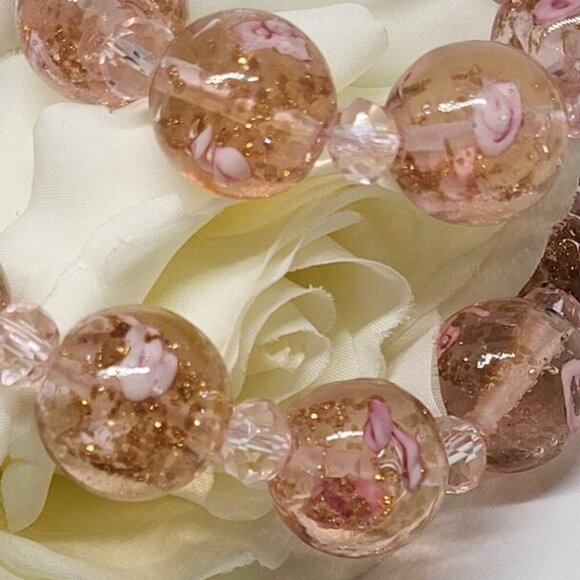 New, Pink Murano Style Glass, Beaded Necklace in Silverstone, 20 inches - Picture 7 of 7